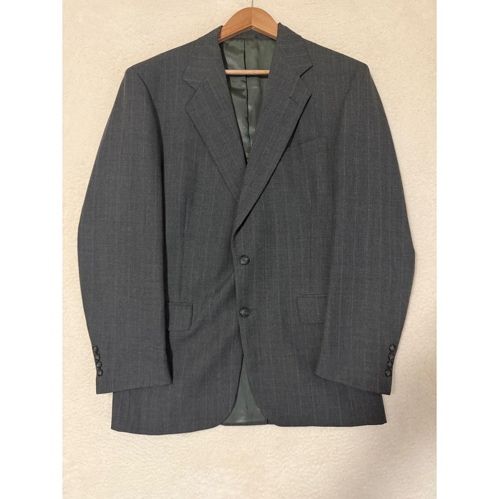 Vintage Stafford Blazer Mens 42R Gray Pinstripe Sport Coat Jacket Made USA 80s